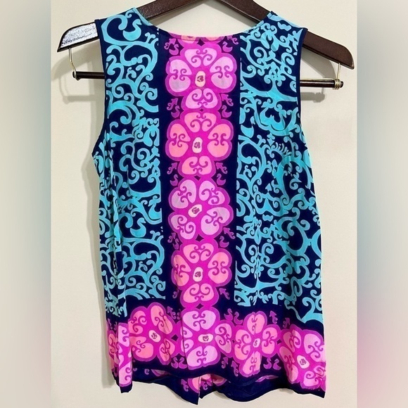 LILLY PULITZER Women’s 100% Silk Tank Fountain Hopping Iona Shell Size XS Floral - Picture 4 of 15